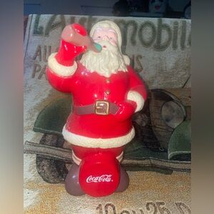 Vintage Santa Claus Coca-Cola Blow Mold 10" Lighted Hard Plastic Christmas